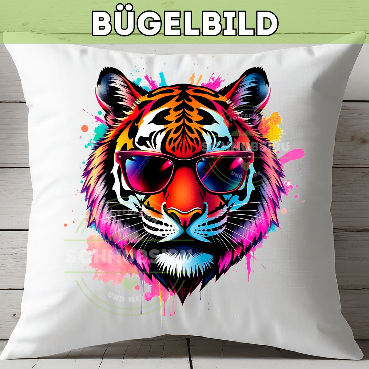 Bügelbild Neon Tiger